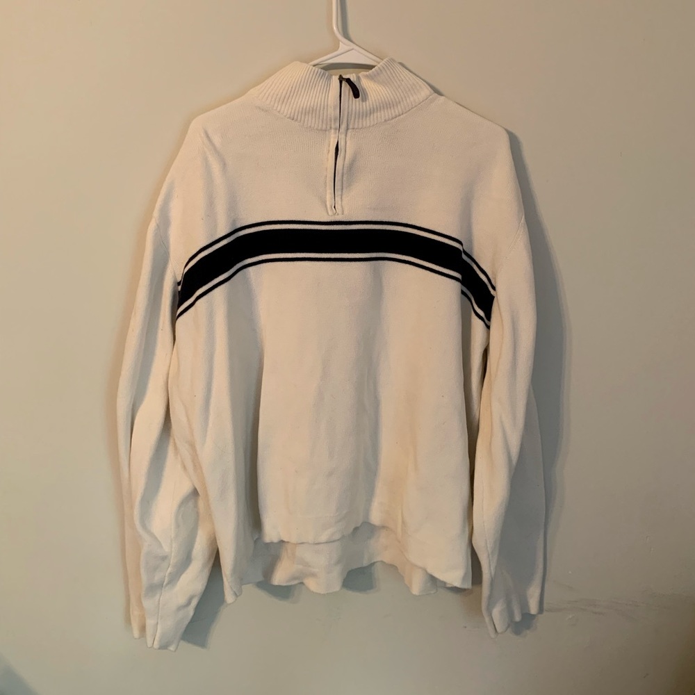 XXL white and blue stripe Arrow zip sweater